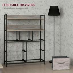 Rackhams Rustic Chest of Seven Fabric Drawers - Grey Wood Effect - thumbnail 4