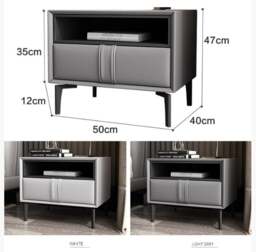 Rackhams Mogensen Bedside Table, Grey - Burgundy - thumbnail 4