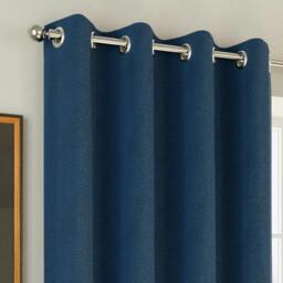 "Rackhams Navy Herringbone Jacquard Blackout Eyelet Curtains - Bedroom & Living Room - 66"" (168cm) Width x 54"" (137cm) Drop" - thumbnail 2