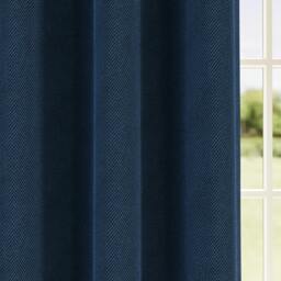 "Rackhams Navy Herringbone Jacquard Blackout Eyelet Curtains - Bedroom & Living Room - 66"" (168cm) Width x 54"" (137cm) Drop" - thumbnail 3