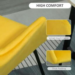 Rackhams Modern Arm Chair Upholstered Accent Chair with Metal Base for Living Room Yellow - thumbnail 5