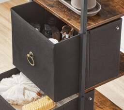 Rackhams Tall Narrow Corner Storage Cabinet – 3 Fabric Drawers & 2 Open Shelves, Slim Bathroom Unit - thumbnail 4