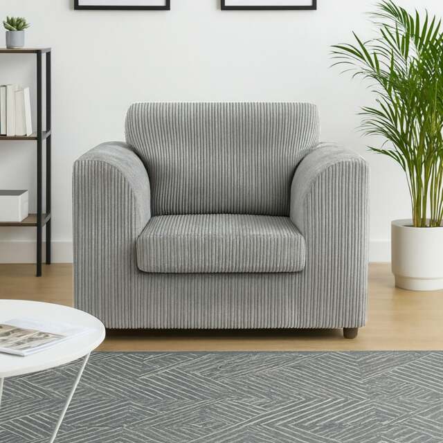 Rackhams Luxor / Ferguson Cord Armchair - Silver - image 1