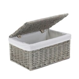 Rackhams Antique Wash Cotton Lined Wicker Storage Basket - Set of 3 - thumbnail 2