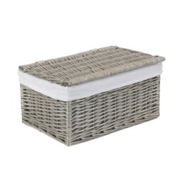 Rackhams Antique Wash Cotton Lined Wicker Storage Basket - Set of 3 - thumbnail 3