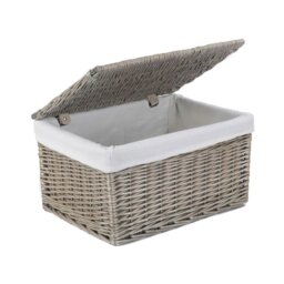 Rackhams Antique Wash Cotton Lined Wicker Storage Basket - Set of 3 - thumbnail 6