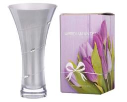 Rackhams Silver Trumpet Flared Vase with Swarovski Crystals - 25cm