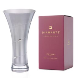 Rackhams Silver Trumpet Flared Vase with Swarovski Crystals - 25cm - thumbnail 2