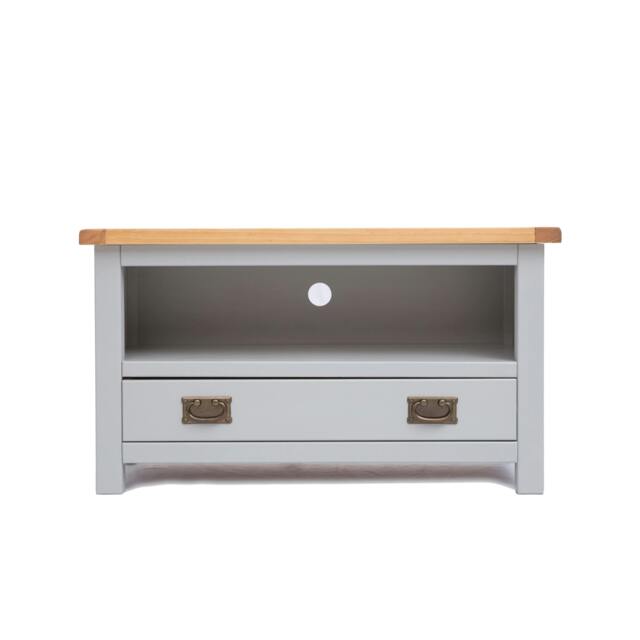 Rackhams Argenta Light Grey 1 Drawer TV Cabinet Brass Drop Handle - Light Grey - image 1