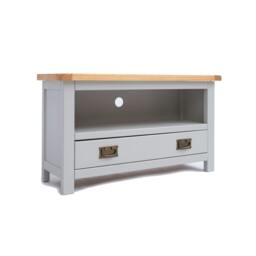 Rackhams Argenta Light Grey 1 Drawer TV Cabinet Brass Drop Handle - Light Grey - thumbnail 2