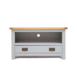Rackhams Argenta Light Grey 1 Drawer TV Cabinet Brass Drop Handle - Light Grey