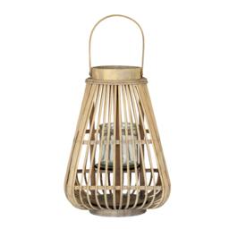 Rackhams Peardrop Wicker Candle Lantern - Brown/Brown - 35cm x 26cm x 26cm - Brown/Brown - 100% Mixed