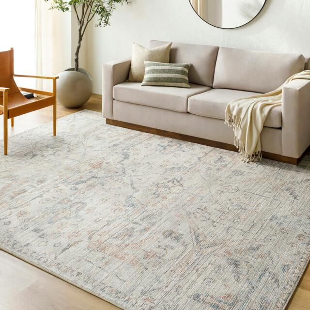 Rackhams Becki Owens Marlene-Vintage Ivory Blue Traditional Vintage Boho Rug - 157 x 213 cm