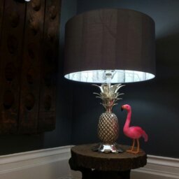 "Rackhams Cole & Son The Woods Silhouette Lampshade in Slate Grey - Ceiling Pendant / Arc Lamp - 45cm Diameter x 25cm Height / (18"" x 10"")" - thumbnail 2