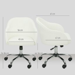 Rackhams Vanity Chair for Desk, with Height Adjustable, Wheels, Cream - Yes - Office Chair - 56W x 61D x 76-86H cm - thumbnail 6