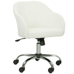 Rackhams Vanity Chair for Desk, with Height Adjustable, Wheels, Cream - Yes - Office Chair - 56W x 61D x 76-86H cm - thumbnail 3