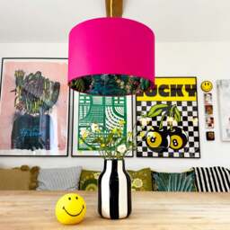 "Rackhams Charcoal Flight of The Cranes Silhouette Lampshades In Pomegranate - Ceiling Pendant / Arc Lamp - 50cm diameter x 30cm height / 20"" x 12""" - thumbnail 1