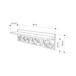 Rackhams Novo Wall-Mounted Coat Rack Metal 7 Hooks and Open Shelf Storage Space, Hallway, Bedroom (Black Metal) - Oak - thumbnail 3
