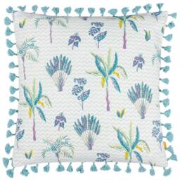 Rackhams Chamae Tassel Floral Cushion Cover - Lilac - 50cm x 50cm - Lilac - 100% Cotton - thumbnail 1