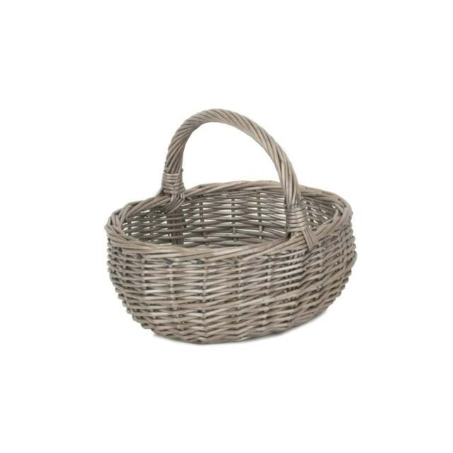 Rackhams Unlined Antique Wash Wicker Bathroom Shopping Basket - Small