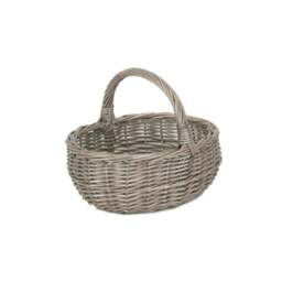 Rackhams Unlined Antique Wash Wicker Bathroom Shopping Basket - Small - thumbnail 1
