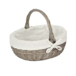 Rackhams Unlined Antique Wash Wicker Bathroom Shopping Basket - Small - thumbnail 5