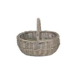 Rackhams Unlined Antique Wash Wicker Bathroom Shopping Basket - Small - thumbnail 2