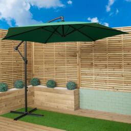 Rackhams 3m Hanging Banana Cantilever Garden Parasol with Cover in Green
