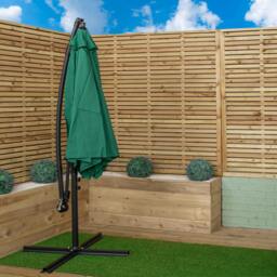 Rackhams 3m Hanging Banana Cantilever Garden Parasol with Cover in Green - thumbnail 4
