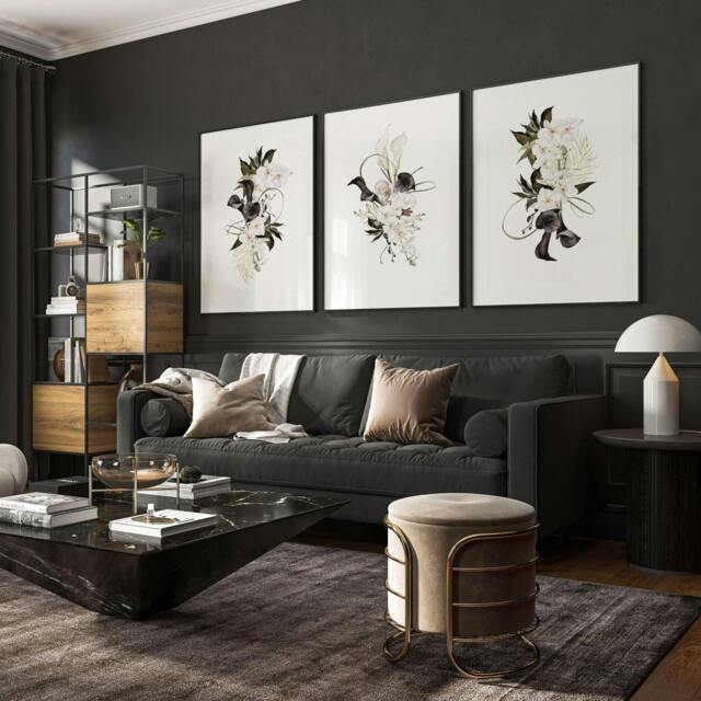 Rackhams Botanical Print Set - Set of 3 wall art prints - 20 x 30 in / 50 x 76 cm - Polyester Canvas 260 gsm - Canvas wrapped - image 1