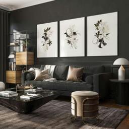 Rackhams Botanical Print Set - Set of 3 wall art prints - 20 x 30 in / 50 x 76 cm - Polyester Canvas 260 gsm - Canvas wrapped - thumbnail 1
