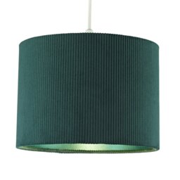 Rackhams Dark Forest Green Corduroy Fabric 10' Lamp Shade with Inner Emerald Satin Lining - thumbnail 2