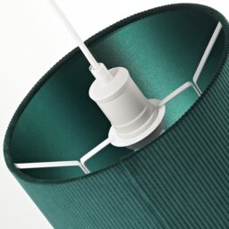 Rackhams Dark Forest Green Corduroy Fabric 10' Lamp Shade with Inner Emerald Satin Lining - thumbnail 5