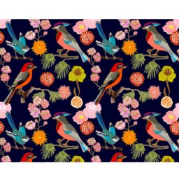 Rackhams Floral Birds Wall Mural - Ink - Ink - Large - W350cm x H280cm - thumbnail 2