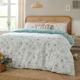 Rackhams Bella Reversible Floral Duvet Cover Set - Blue - King/Super King - Blue - 60% Cotton/40% Polyester