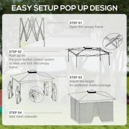 Rackhams 3 x 3(m) Pop Up Gazebo, Double-roof Garden Tent with Netting and Carry Bag, Party Event Shelter for Outdoor Patio, Khaki - thumbnail 5