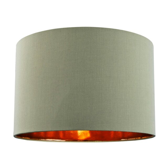 "Rackhams Contemporary Olive Cotton 12"" Table/Pendant Lamp Shade with Shiny Copper Inner" - image 1