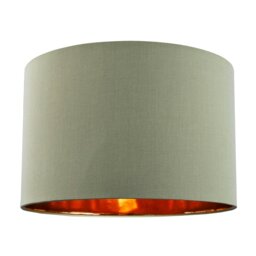 "Rackhams Contemporary Olive Cotton 12"" Table/Pendant Lamp Shade with Shiny Copper Inner"