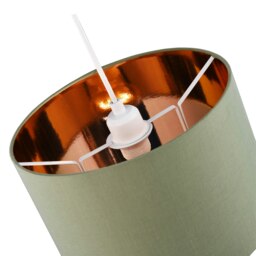 "Rackhams Contemporary Olive Cotton 12"" Table/Pendant Lamp Shade with Shiny Copper Inner" - thumbnail 3