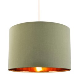 "Rackhams Contemporary Olive Cotton 12"" Table/Pendant Lamp Shade with Shiny Copper Inner" - thumbnail 2