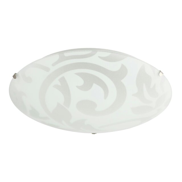 Rackhams Traditional Frosted White Floral Circular Glass IP20 Flush Ceiling Light Fitting - image 1