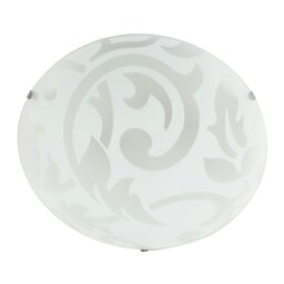 Rackhams Traditional Frosted White Floral Circular Glass IP20 Flush Ceiling Light Fitting - thumbnail 3