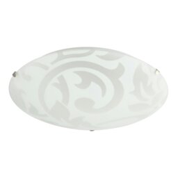 Rackhams Traditional Frosted White Floral Circular Glass IP20 Flush Ceiling Light Fitting