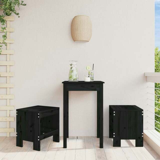 Rackhams Garden Stools 2 pcs Black 40x36x45 cm Solid Wood Pine