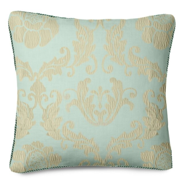 Rackhams Traditional Damask Jacquard Cushion - 43cm x 43cm - Duck Egg