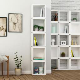 Rackhams Multi Modern Bookcase Display Unit Stylish Freestanding Storage Oak White 167cm Tall - Oak - thumbnail 5