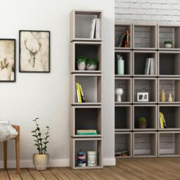 Rackhams Multi Modern Bookcase Display Unit Stylish Freestanding Storage Oak White 167cm Tall - Oak - thumbnail 3