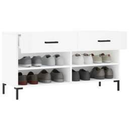 Rackhams Shoe Bench White 102x35x55 cm Engineered Wood - thumbnail 4