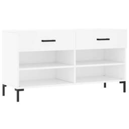 Rackhams Shoe Bench White 102x35x55 cm Engineered Wood - thumbnail 2