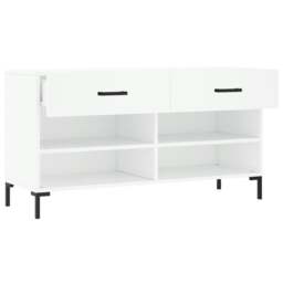 Rackhams Shoe Bench White 102x35x55 cm Engineered Wood - thumbnail 5